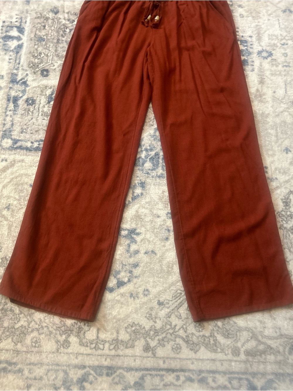 Divided Relaxed Drawstring Pants - Rust - Picture 5 of 8